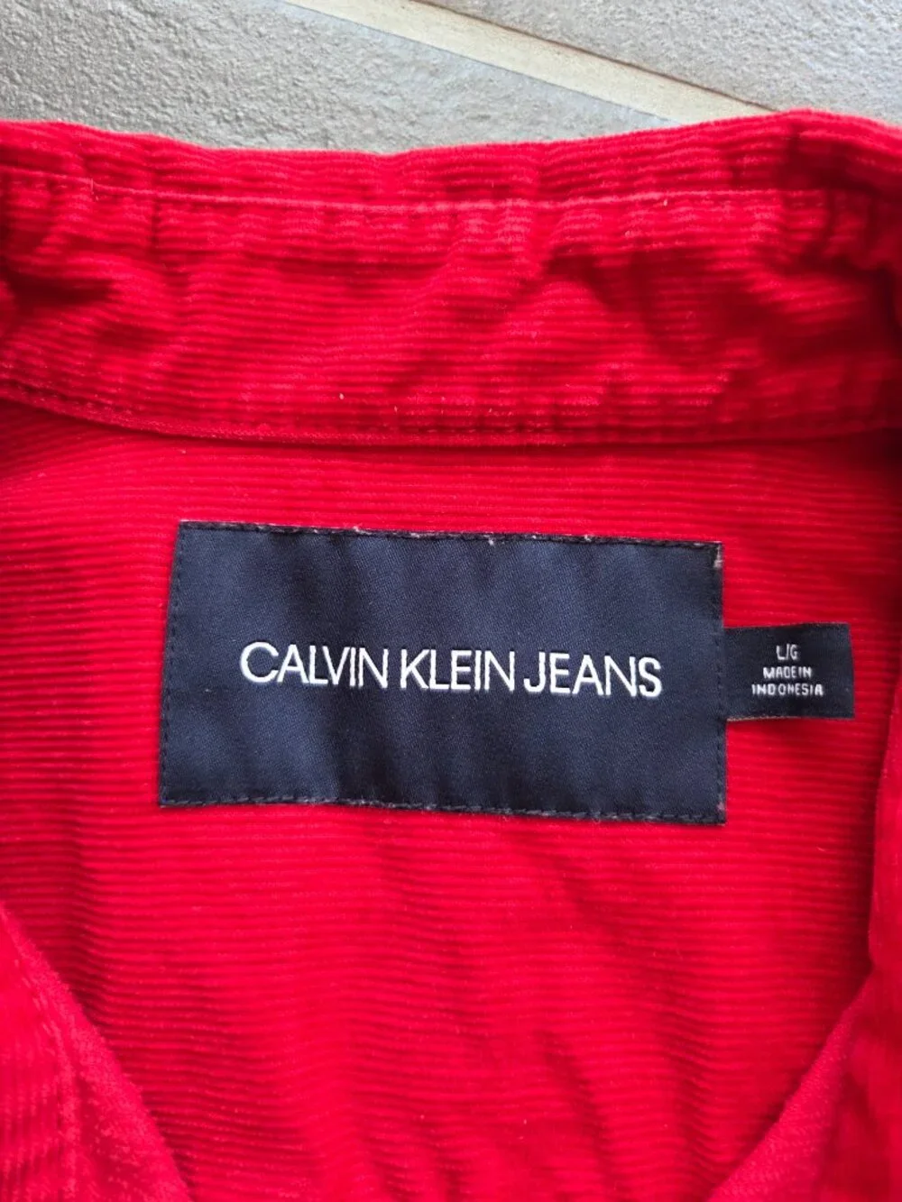 Calvin Klein Jeans Red Corduroy Button Down Shirt Jacket Shacket - Large